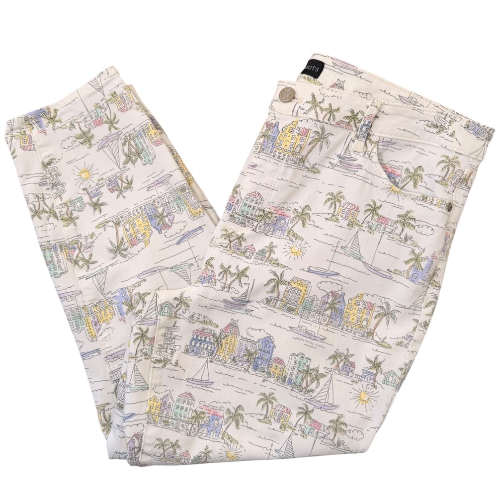 Talbots Jegging Crops-‎ Scenic Curaçao Print (16) Vacation Summer Tropical Jeans